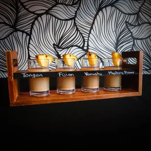 four glasses of coffee