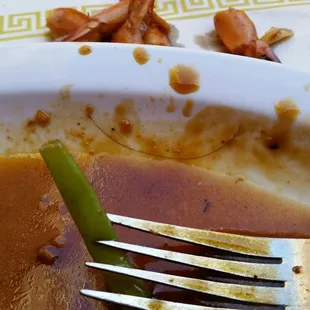 See the hair on the plate. It is not mine...  I'm done with this place.