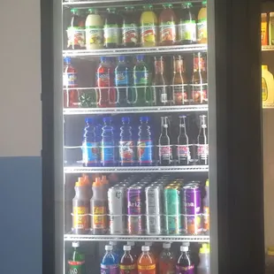 a refrigerator full of drinks
