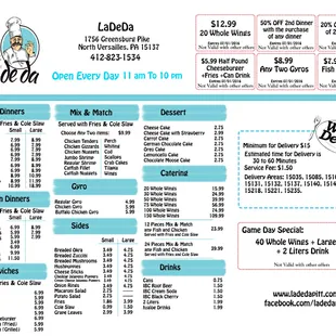 sushi and sashimi, menu