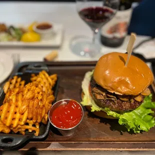 a burger and french fries