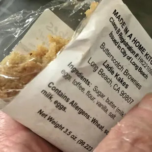 Delightful butterscotch brownie.