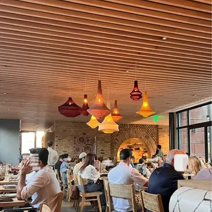 Interior dining room with Mediterranean decor.