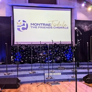 Stage Design
12ft drapes, balloon decor and custom sign.