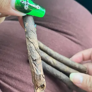 a person holding a stick