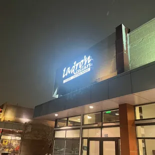 Welcoming light on this snowy day. Wine for all.