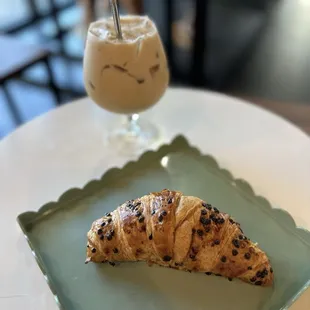 Iced latte chocolate croissant