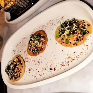 My favorite on the menu so far. The salmon wonton cups. A must try!