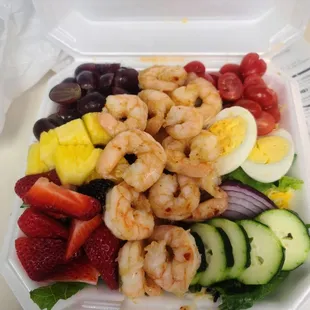 Shrimp salad  A beautiful display of love and someone who cares about the food that's representing your Name Lady Di's.