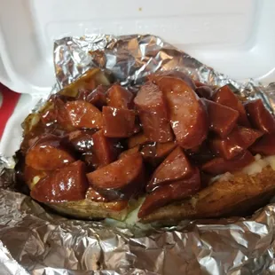 BBQ sausage potato