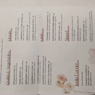 Issue 001 menu (January 2025)