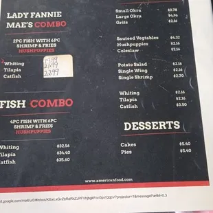 New Menu for 1/7/24