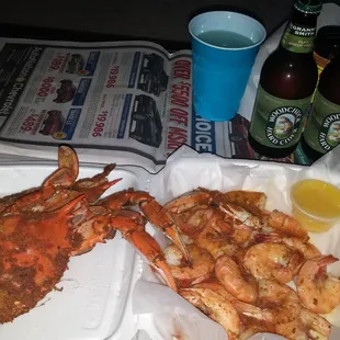 a crab and shrimp meal