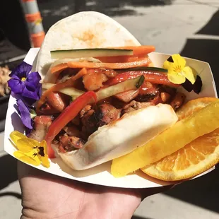 Filipino BBQ chicken bao sandwich