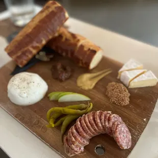 The Spread with burrata, camembert, and black pepper salami