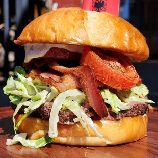 Smoked Top Sirloin Sandwich: slow roasted tomatoes, iceberg, #Sriracha ranch, Jack Mountain Bacon, Sodo Roll.