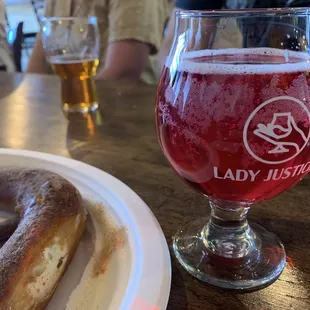 The prickly pear seltzer &amp; an incredible pretzel