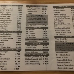 Updated menu