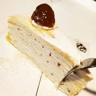 Chestnut Crepe Cake slice  IG @monch.mi