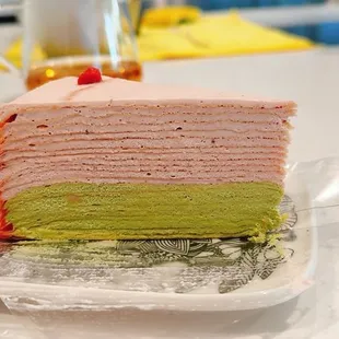 Strawberry and matcha mille