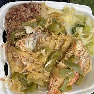Red Snapper Dinner Steamed Cabbage Rice &amp; Peas