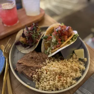 Nómada double decker and the fried avocado taco minus all dairy