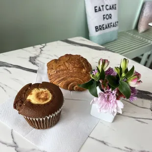 Pumpkin cream cheese muffin, chocolate croissant