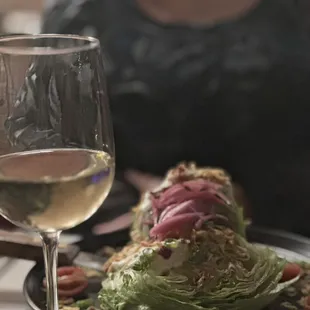 Wedge salad and chenin blanc