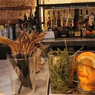 cool bar straws that are reusable also fresh drink decor