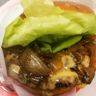 The &quot;AirportTx&quot; Burger! Grass fed beef, carmelized onio?mns, brioche Bunn with &quot;Blackjack&quot; FRIES!  It&apos;s only available by delivery....