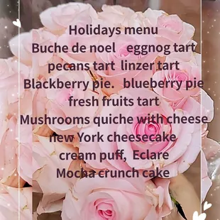 Holidays menu