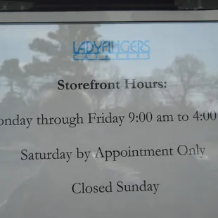 Ladyfingers storefront hours