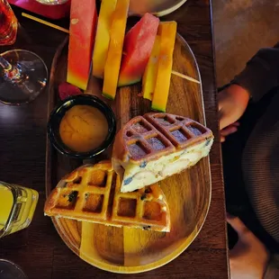 Chicken and waffle! I like the idea that it's stuffed chicken and not on the top