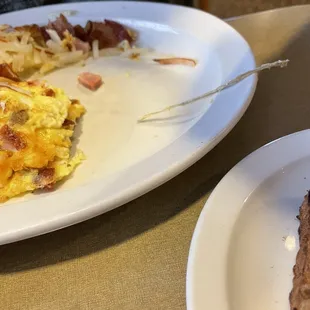 Zip tie cooked into the omelette
