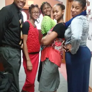 My family, ready to eat after church.