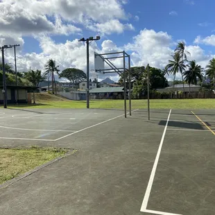 baseball court and restroom