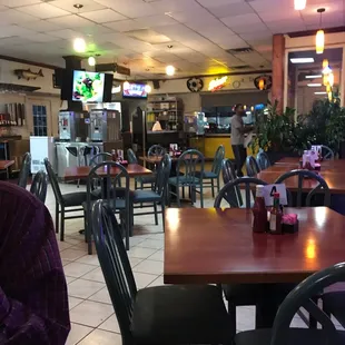 Quiet dining room and bar area