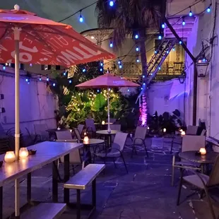 Our Candlelit Courtyard at night