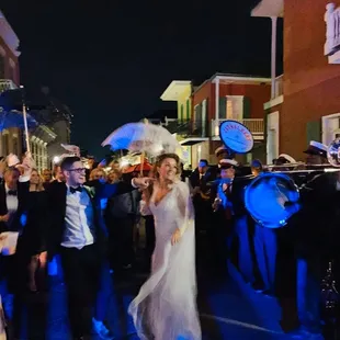 Erin &amp; Jack second line from Lafittes Hotel &amp; Bar