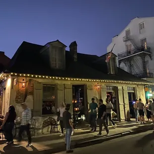 people outside at night