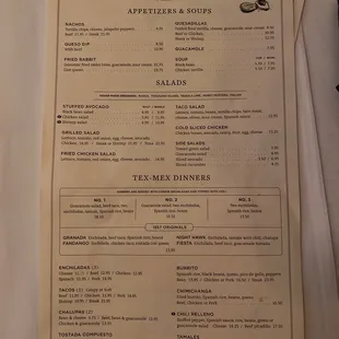 a menu for a restaurant