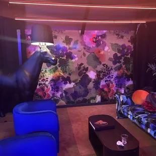 Fun seating and horse lamp!