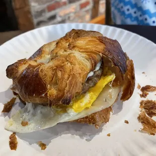 Sausage egg and cheese croissant