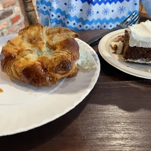 Sausage croissant and apple cake