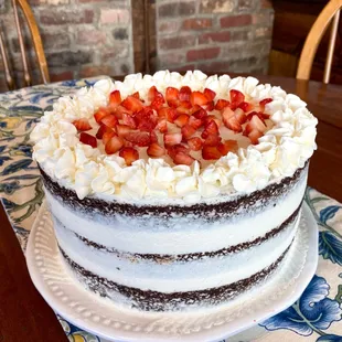 a cake with strawberries on top