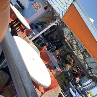 tables and chairs outside