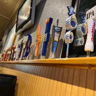 Lined up beer they've had