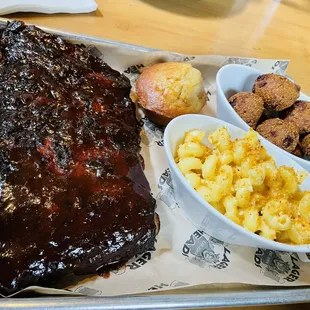 Half Rack, Mac-N-Cheese, Hush Puppies, Cornbread