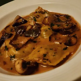 Organic chicken and mushroom ravioli with Marsala sauce