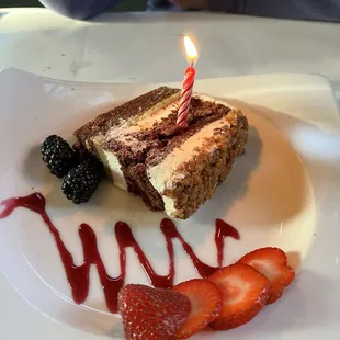 Chocolate cake. Strawberries were good.